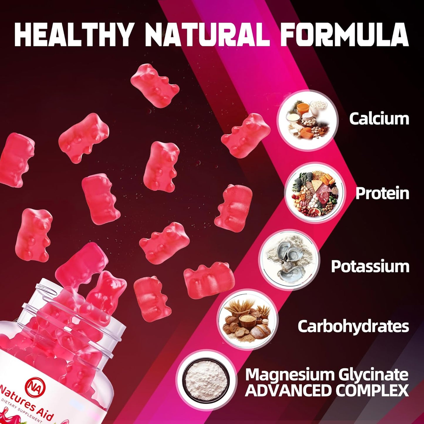 180 Raspberry Magnesium Glycinate Gummies - Sugar Free Supplement with Vitamin D, B6, CoQ10 for Calm Mood & Sleep Support.