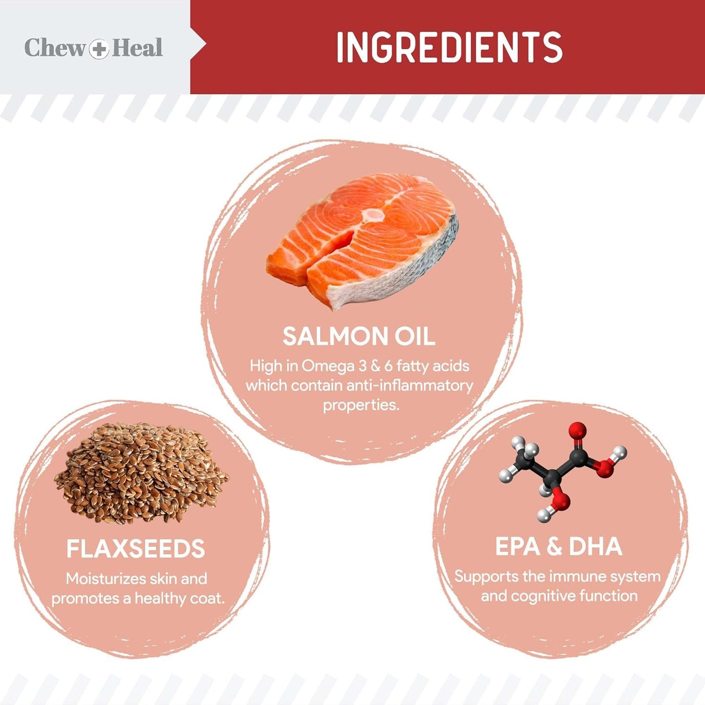 180 Soft Chew Salmon Oil Treats for Dogs - Skin & Coat Health, Itch Relief - Fish Oil Blend with Omega 3, 6, 9, Vitamins - Smoked Bacon Flavor