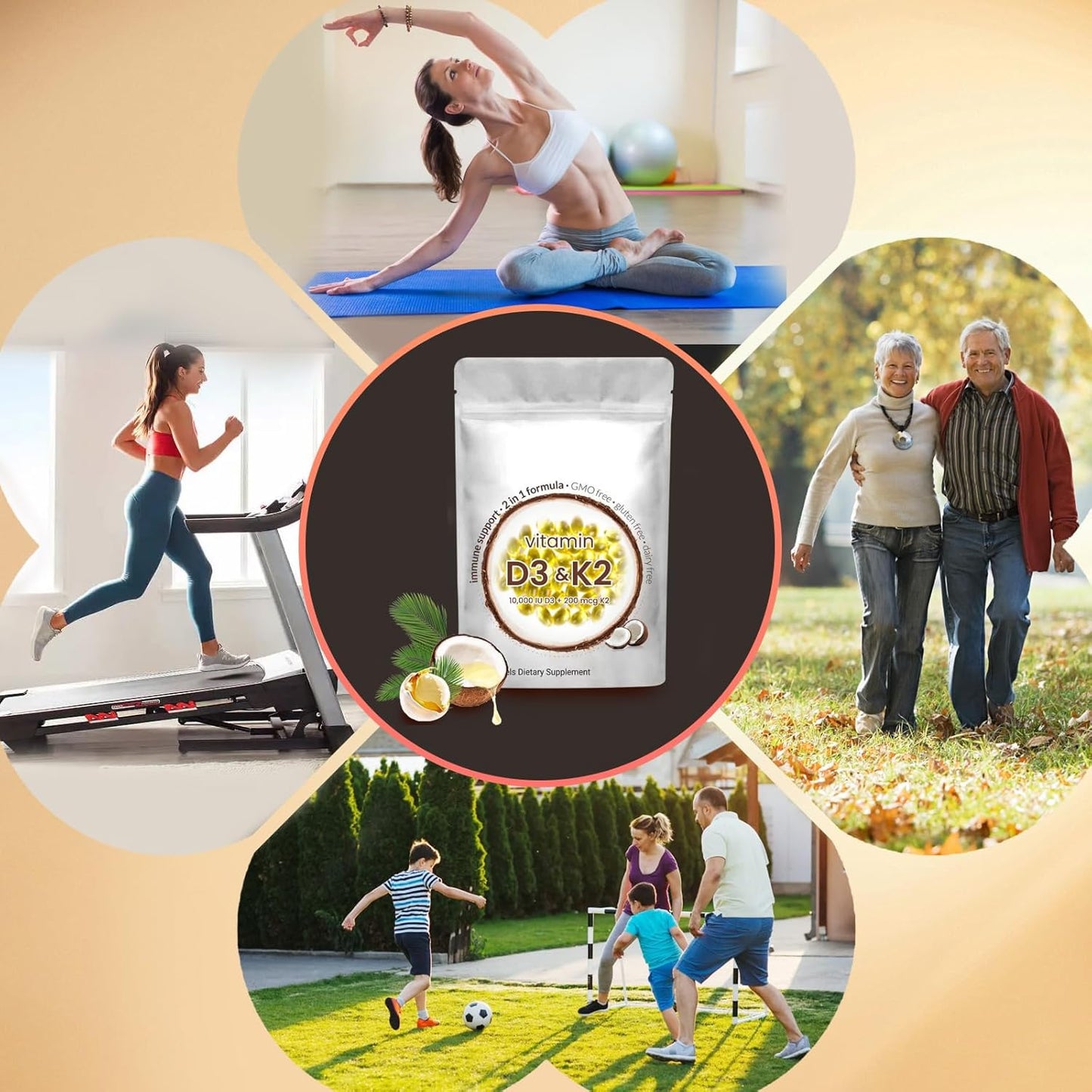 180 Softgel Podafu 2-in-1 Vitamin D3 K2 Supplement, 10000 IU VIT D3 + 200 MCG K2, GMO-Free for Enhanced Calcium Absorption