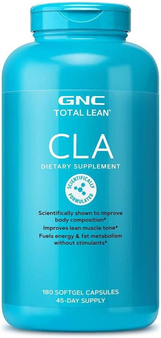 180 Softgels GNC Total Lean CLA for Improved Body Composition, Lean Muscle Tone, and Fat Metabolism - Gluten Free & Stimulant-Free Energy Booster