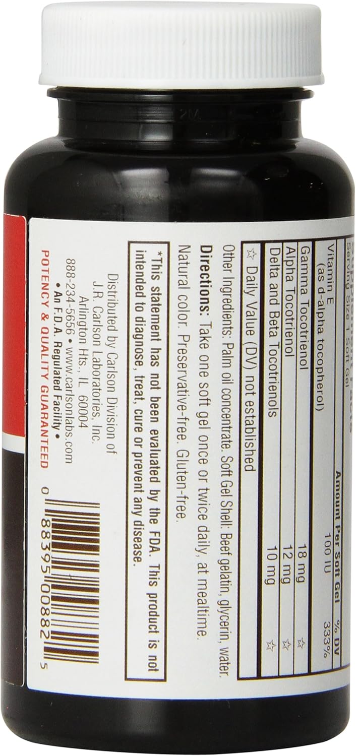180 Softgels of Carlson Labs Tocotrienols with Natural Vitamin E for Antioxidant Support