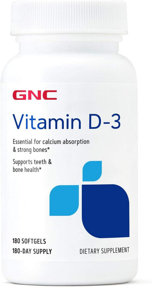 180 Softgels of GNC Vitamin D-3 with 50 mcg for Daily Health Support