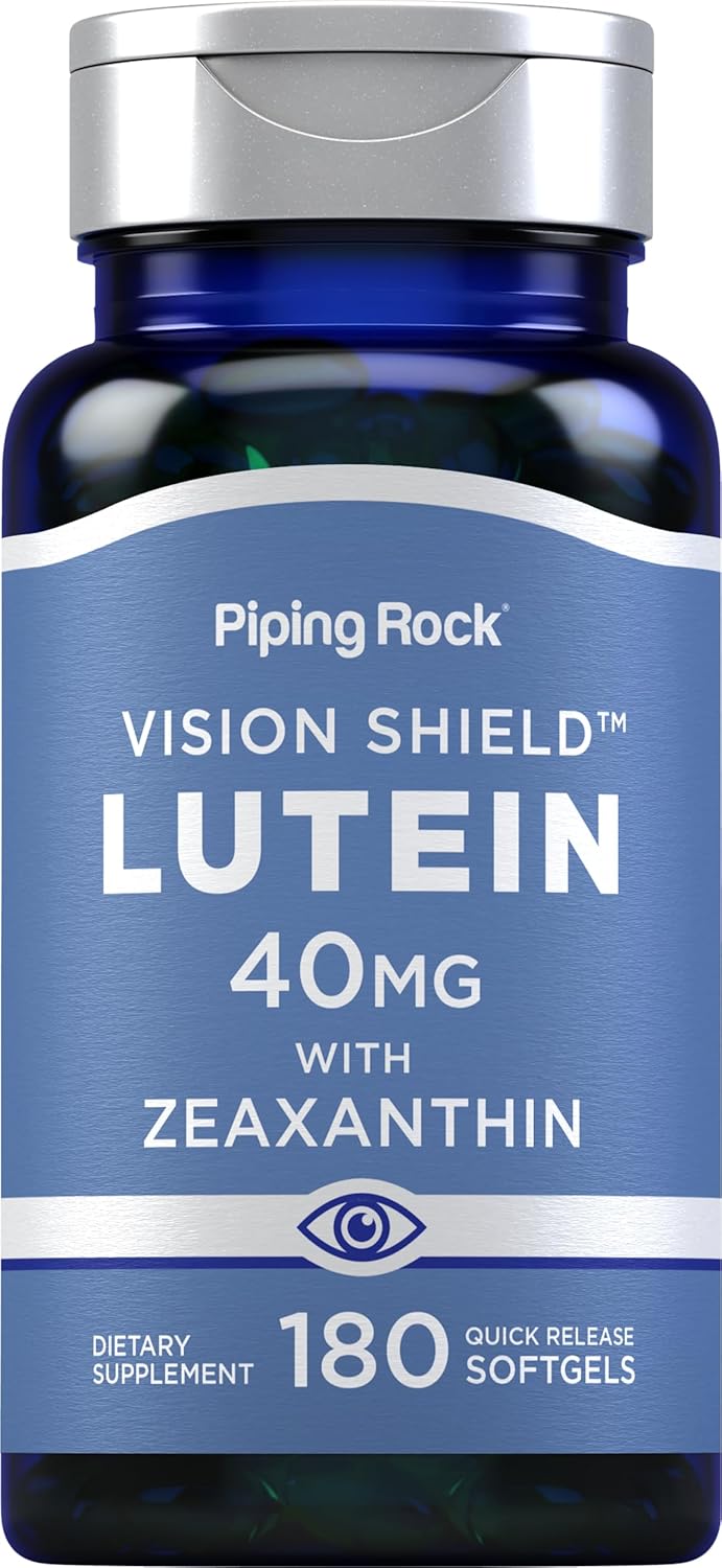180 Softgels Piping Rock Lutein & Zeaxanthin 40mg Eye Vision Vitamins - Non-GMO, Gluten Free