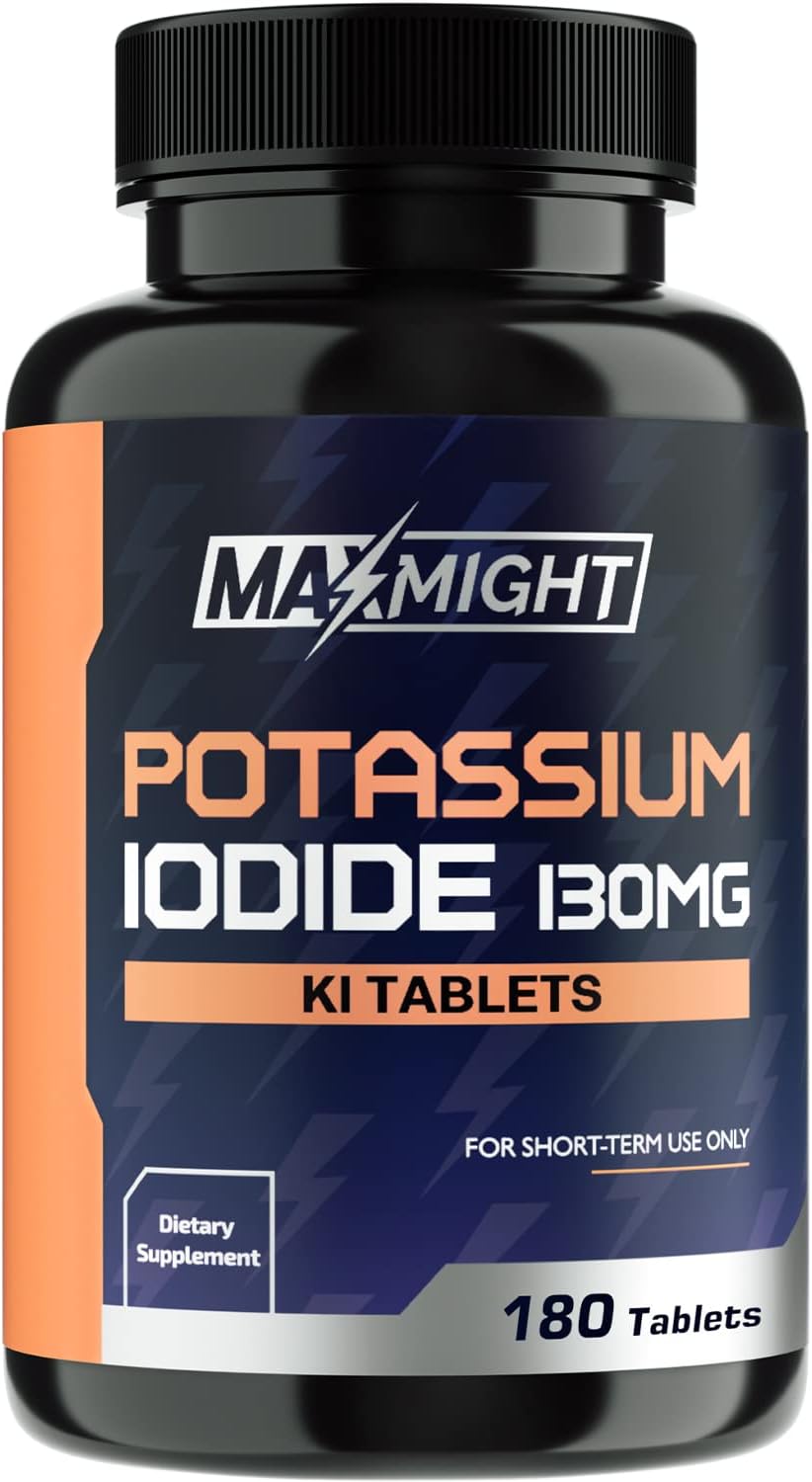 180 Tablets MaxMight Potassium Iodide 130mg Supplement - Non-GMO Pills for 6 Months, YODO Naciente, USA Made