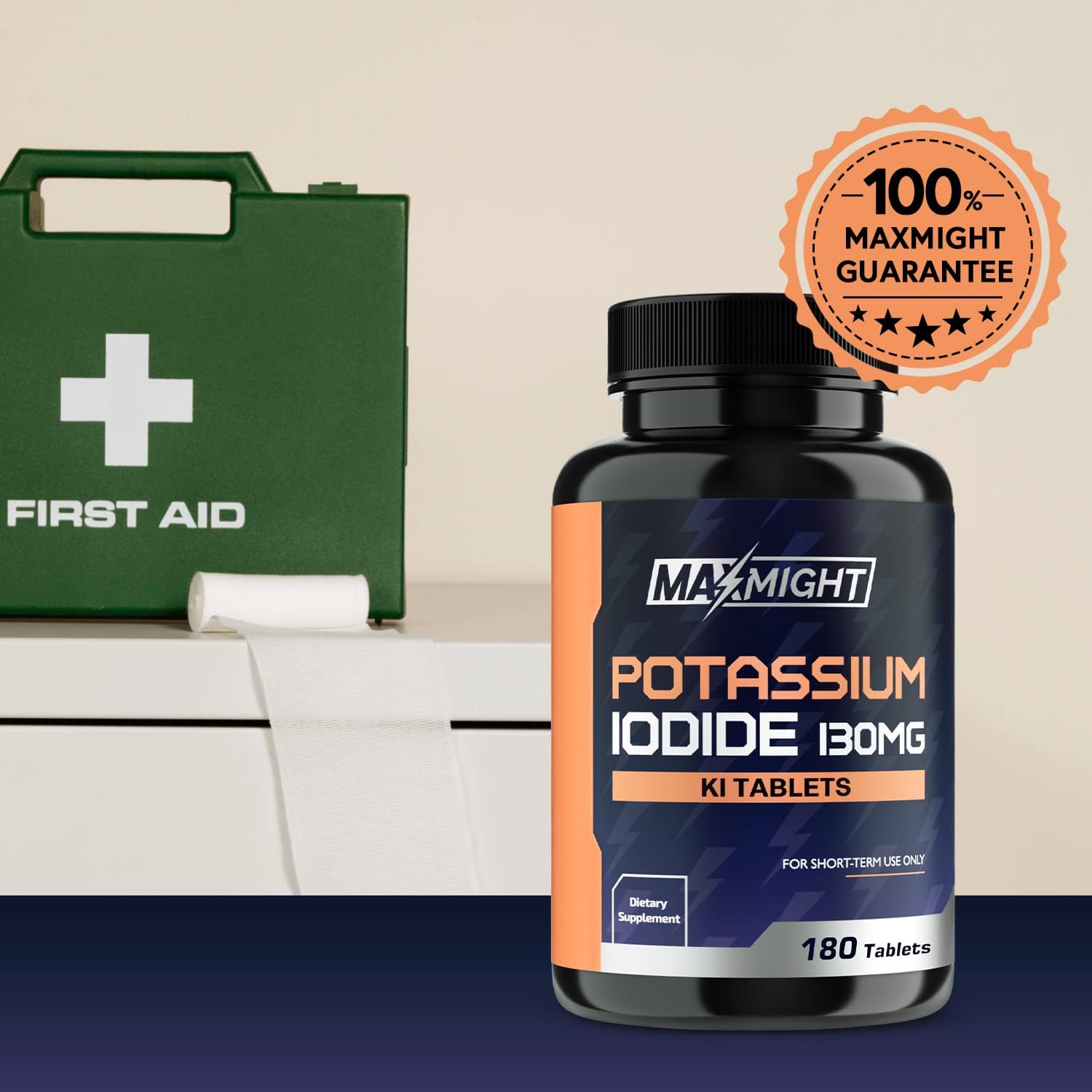 180 Tablets MaxMight Potassium Iodide 130mg Supplement - Non-GMO Pills for 6 Months, YODO Naciente, USA Made