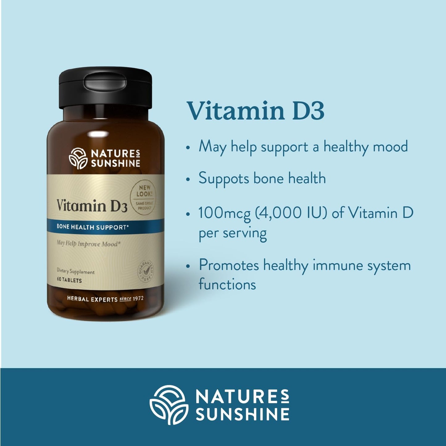 180 Tablets of Nature's Sunshine Vitamin D3 for Bone Health, Overall Wellness, and Mood Boost - BoostGo Australia