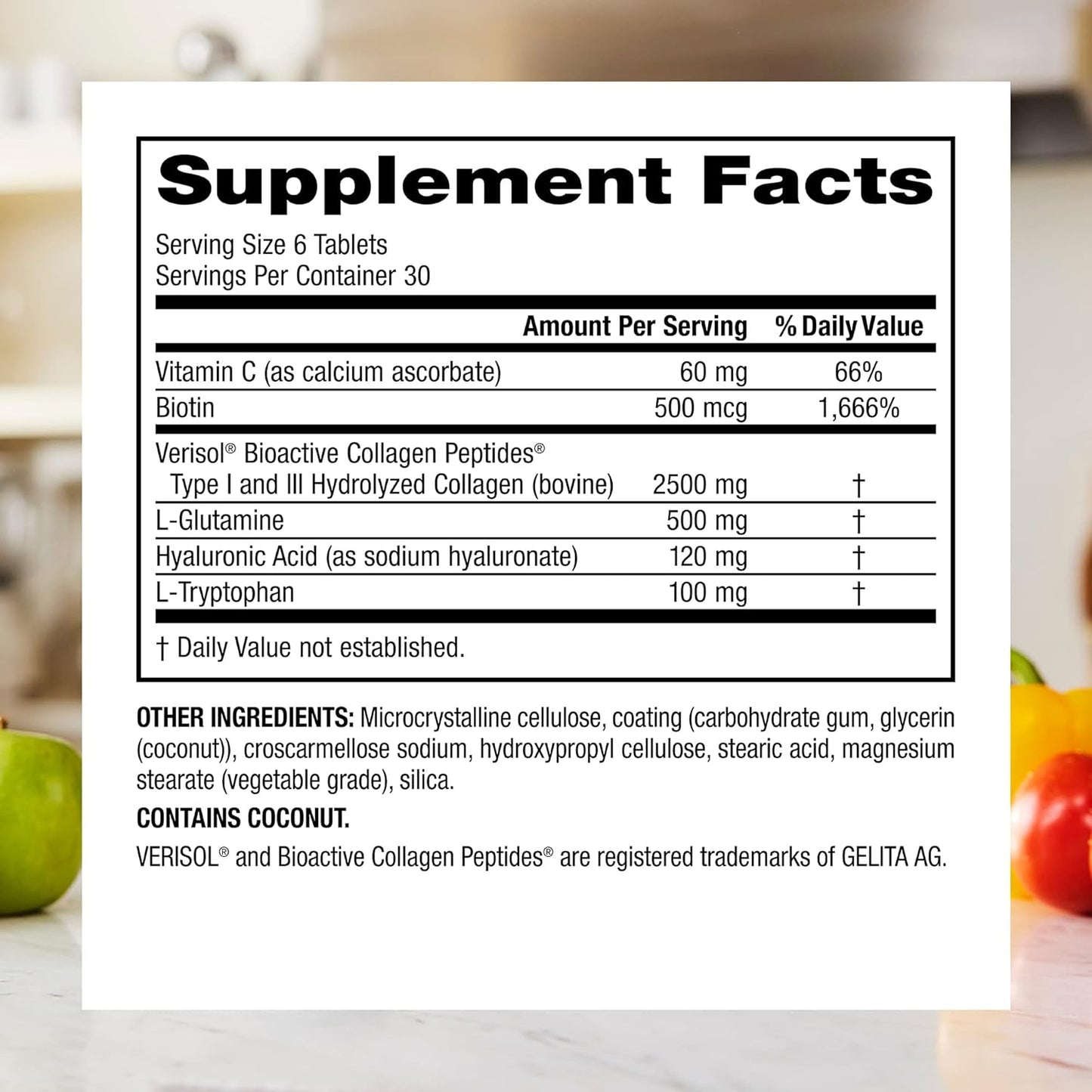 180 Tablets of Webber Naturals Collagen30 with Hyaluronic Acid - Reduces Joint Pain, Eye Wrinkles, Fine Lines - Non GMO