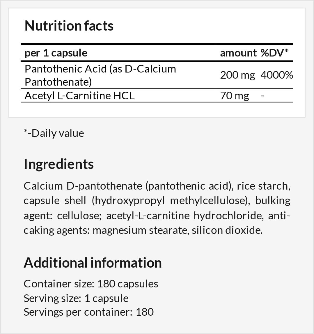 180 Vegan Capsules of APOLLO'S HEGEMONY Clear Skin with Vitamin B5 and Acetyl-L-Carnitine for Anti-Acne and Skin Health