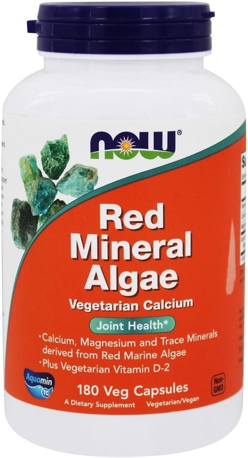 180 Vegetarian Capsules of NOW Foods Red Mineral Algae Calcium Supplement