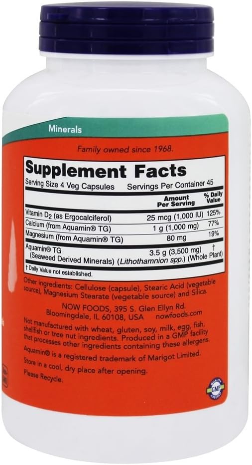 180 Vegetarian Capsules of NOW Foods Red Mineral Algae Calcium Supplement