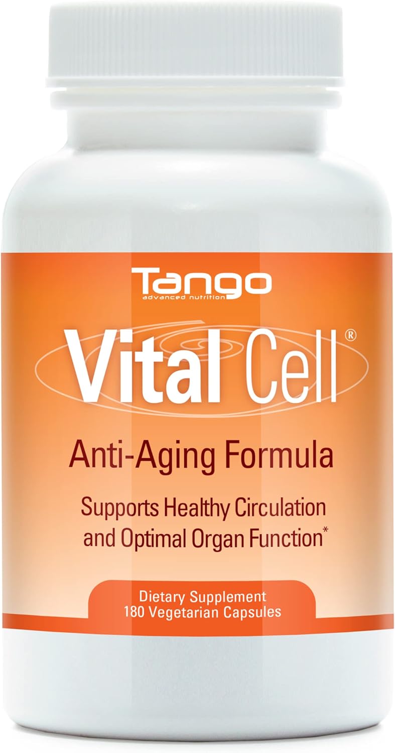 180 Vegetarian Capsules of Tango Vital Cell Anti-Aging Supplement - Supports Circulation and Healthy Organ Function for Men and Women
