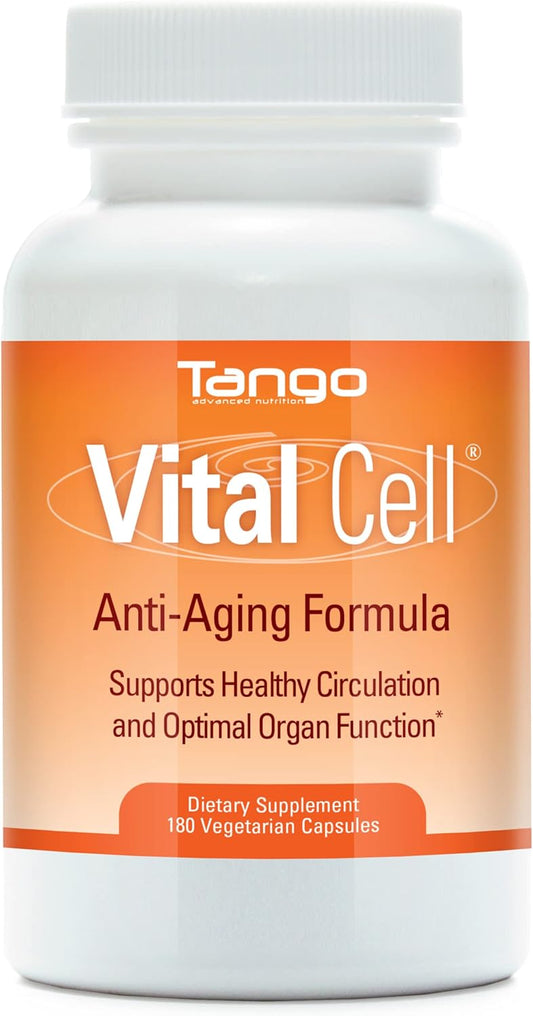 180 Vegetarian Capsules of Tango Vital Cell Anti-Aging Supplement - Supports Circulation and Healthy Organ Function for Men and Women
