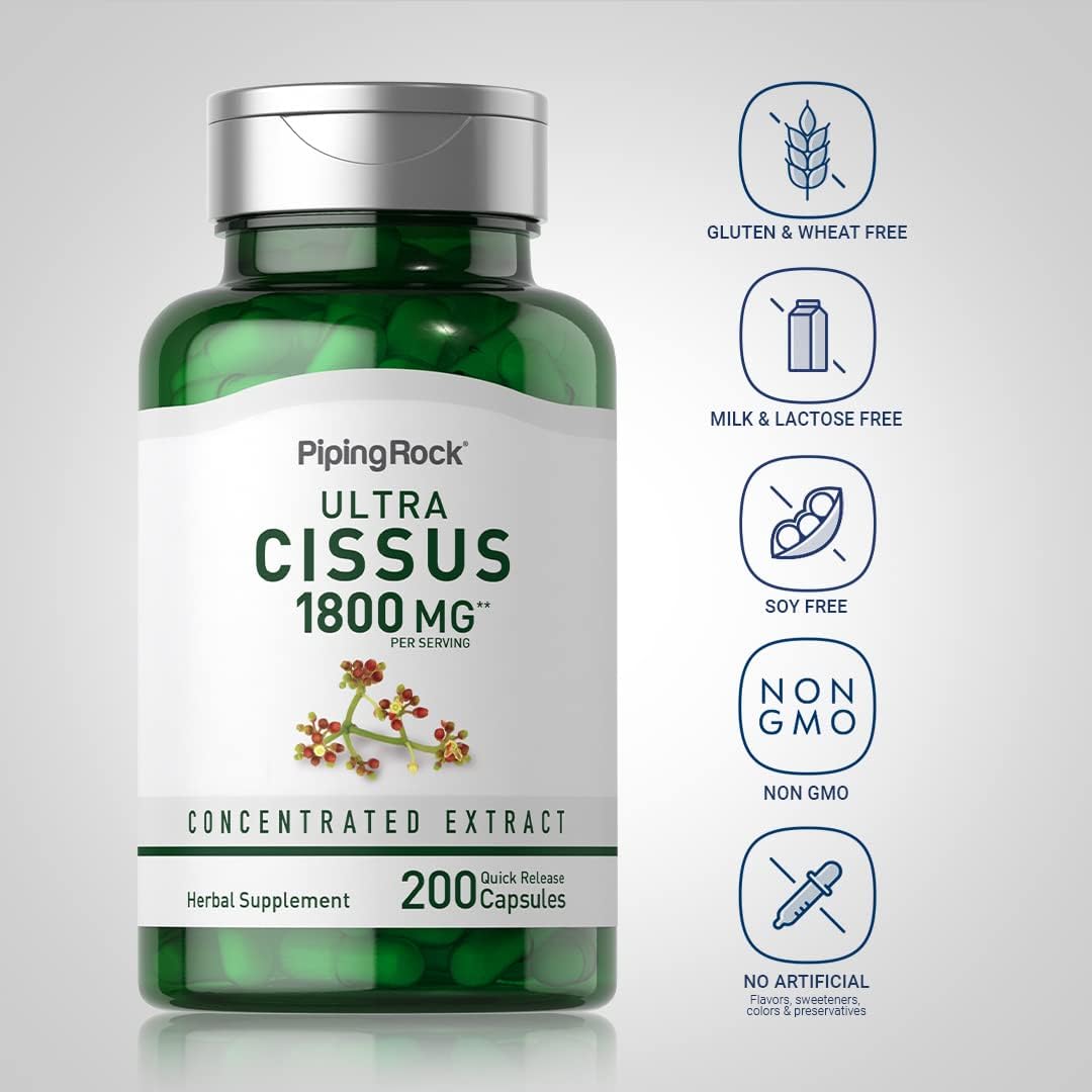1800mg Cissus Quadrangularis Supplement - 200 Capsules - Ultra Concentrated Herbal Extract - Non-GMO & Gluten Free