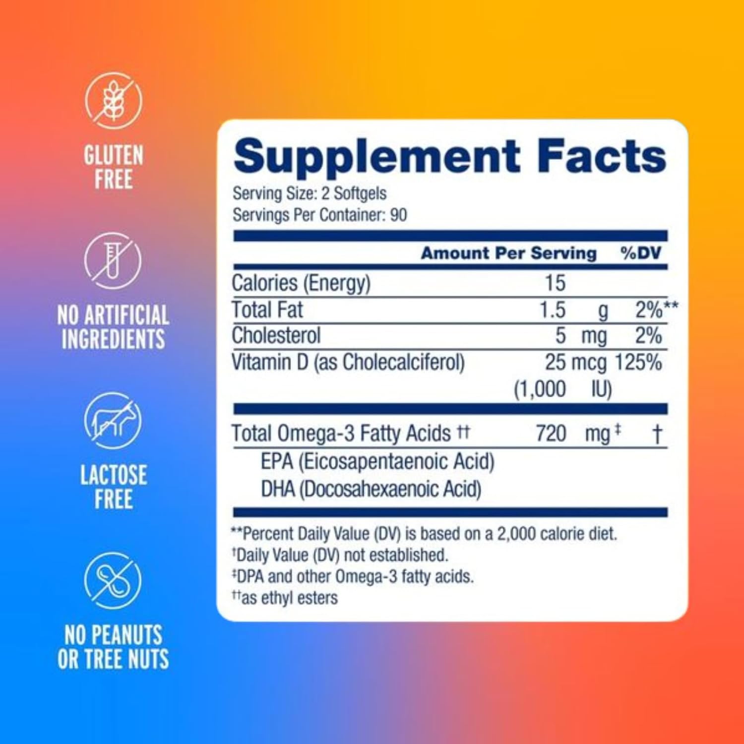 180ct Oceanblue Essentials Everyday Omega Minis: Burpless Fish Oil with Vitamin D3, Heart & Immune Support, Easy-to-Swallow Mini Softgels, Orange Flavor, 3 Month Supply