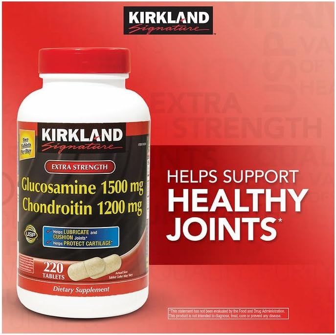 190 Tablets of Kirkland Signature Extra Strength Glucosamine HCI 1500mg with Chondroitin Sulfate 1200mg