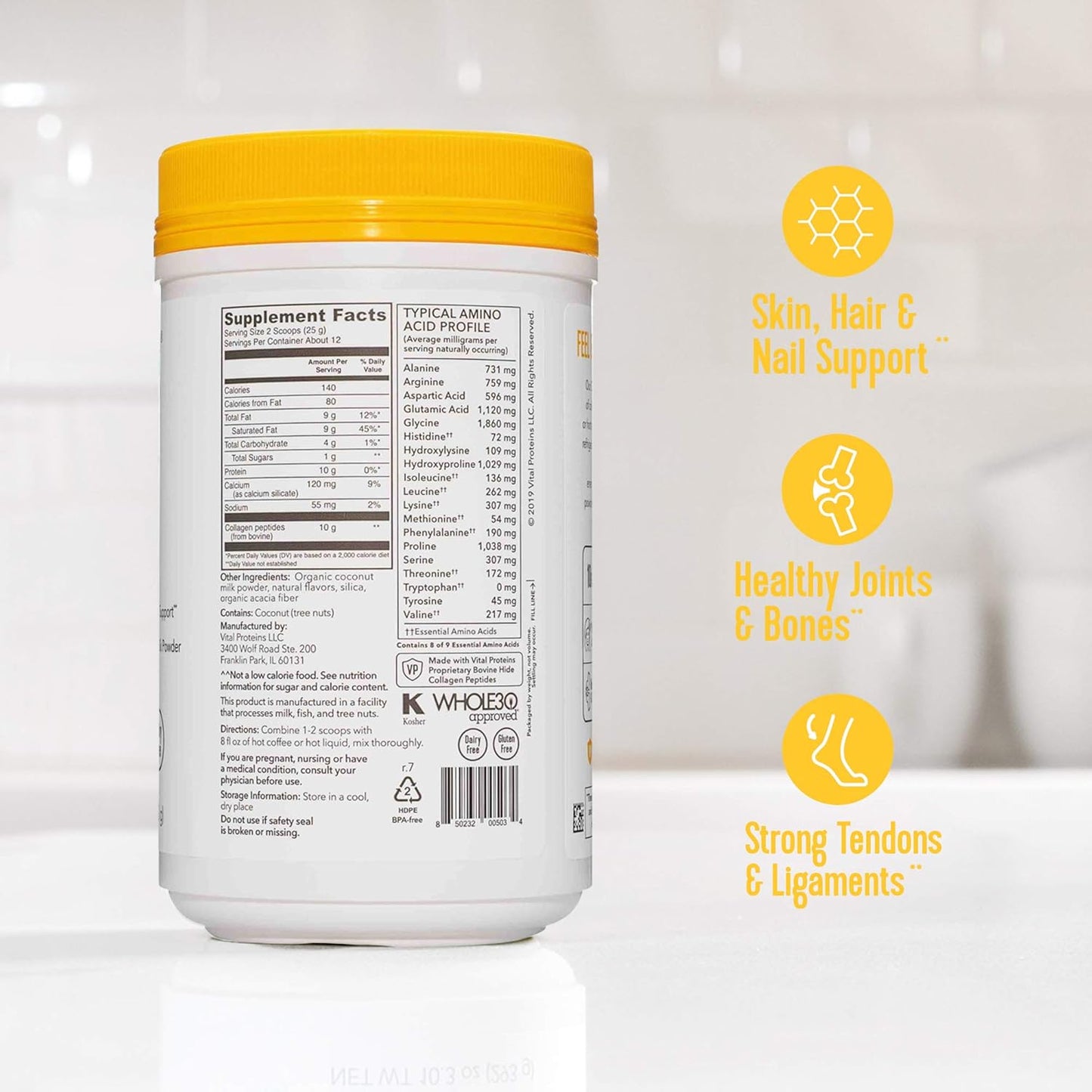 19.3 oz Unflavored Collagen Peptides Powder with Vanilla Creamer by Vital Proteins