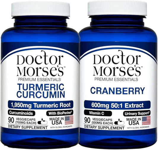 1950mg Turmeric Curcumin & 30000mg Cranberry Bundle for Joint, Urinary Tract, and Immune Support - with BioPerine, Vitamin C - 90 Capsules - BoostGo Australia
