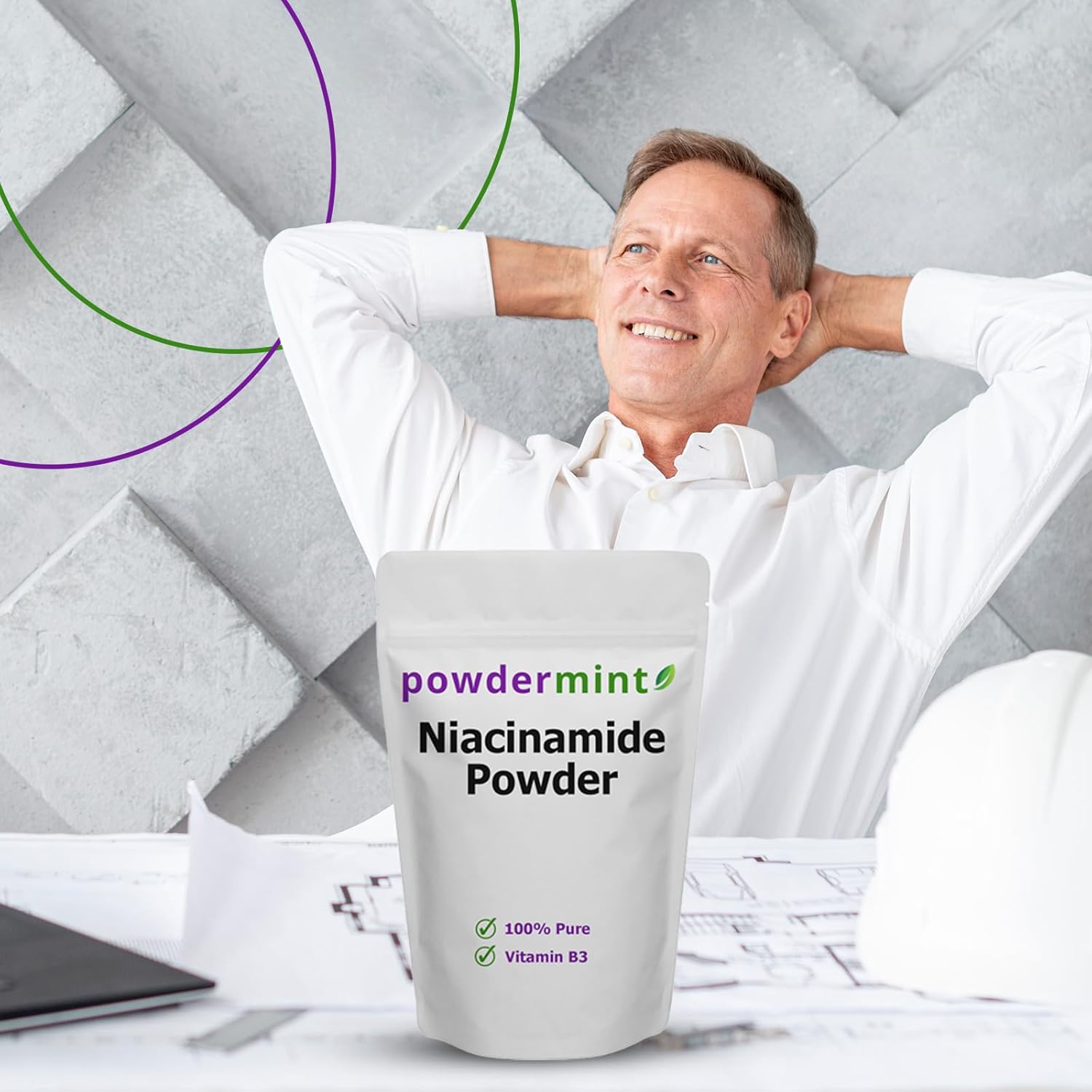 1kg Pure Niacinamide Powder Supplement - 500mg Flush-Free Vitamin B3 Powder - Bulk Size Niacin Powder