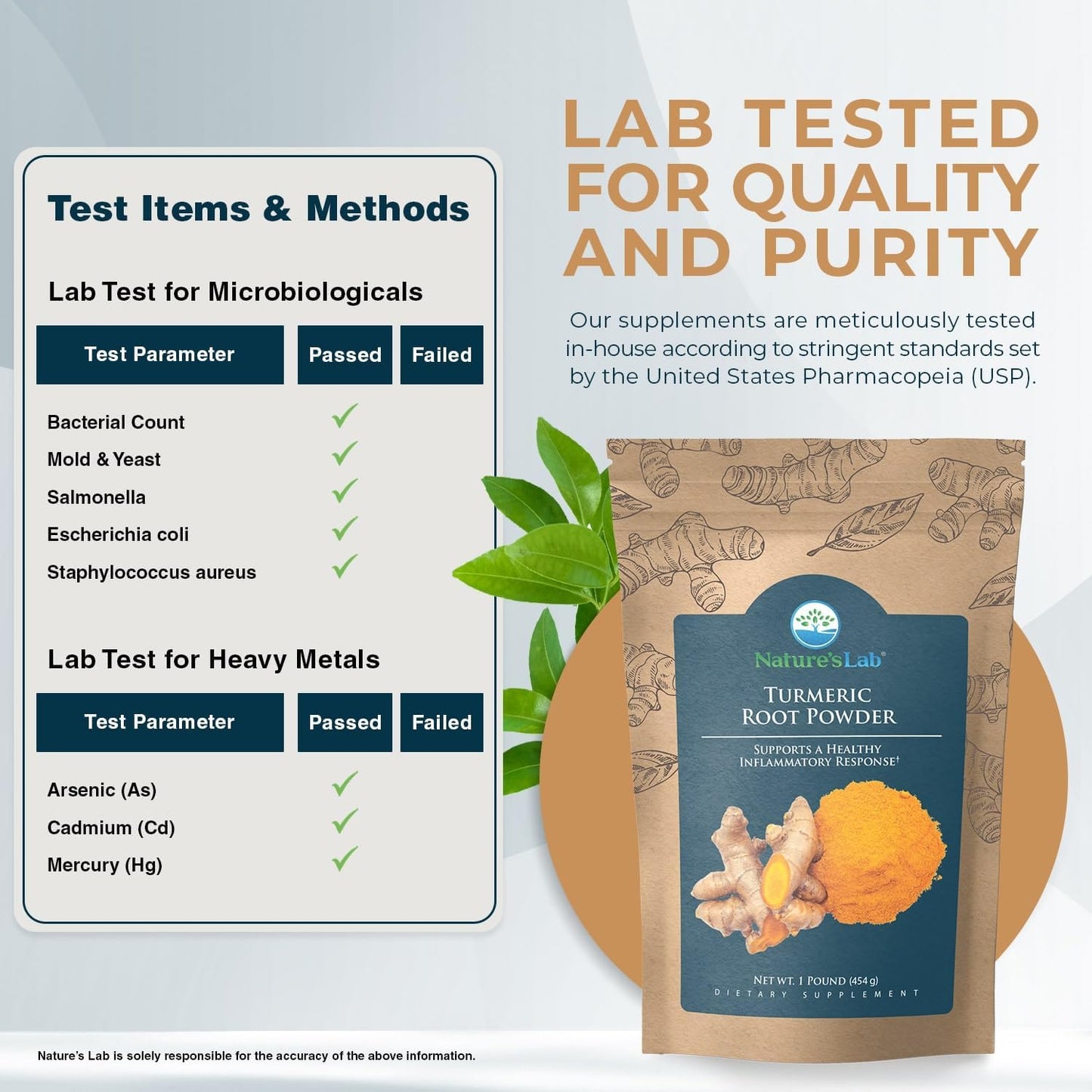 1lb Bag of Nature's Lab Turmeric Root Powder - 64 Servings