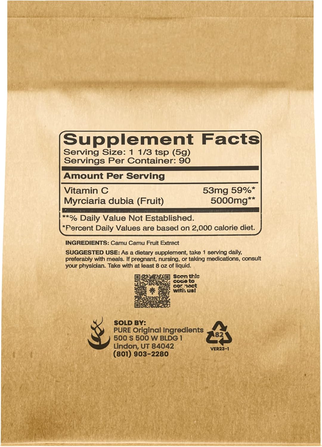 1lb Camu Camu Powder - Pure Brazilian Superfood with Lab-Verified Vitamin C, Non-GMO