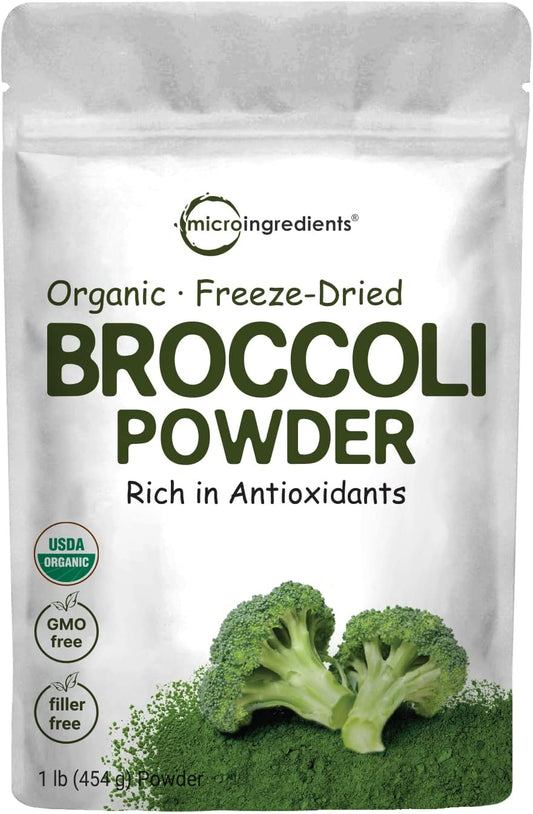 1lb Freeze Dried Organic Broccoli Powder with DIM, High in Fiber & Vitamin C - Vegan Superfood for Smoothies & Drinks - BoostGo Australia