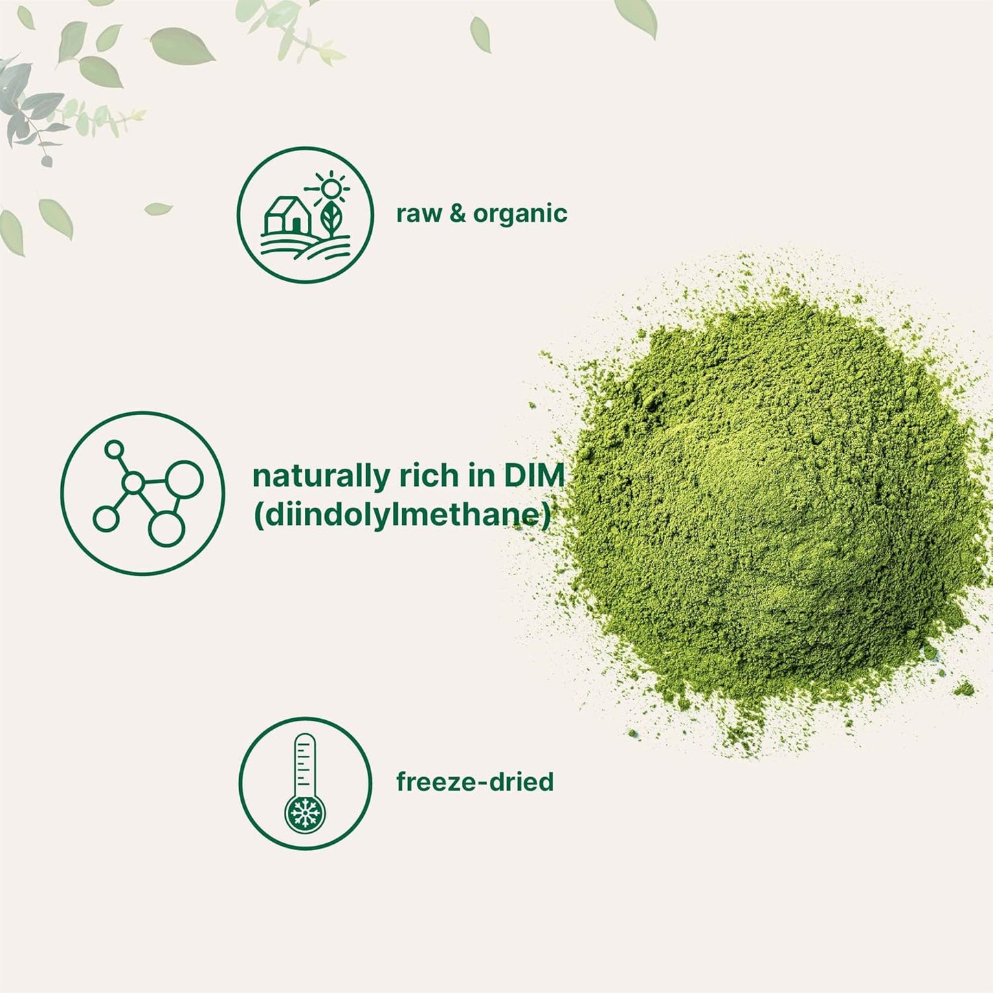 1lb Freeze Dried Organic Broccoli Powder with DIM, High in Fiber & Vitamin C - Vegan Superfood for Smoothies & Drinks - BoostGo Australia