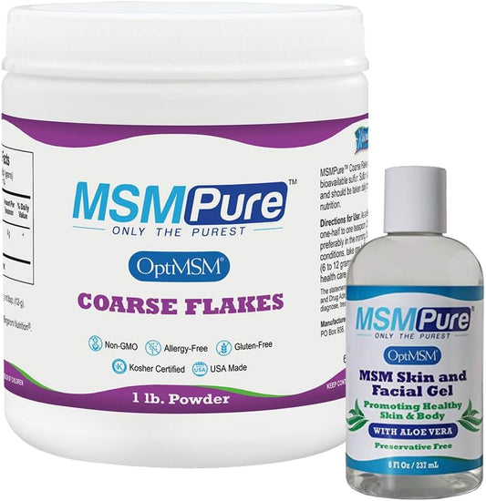 1lb MSM Flakes and 8oz MSM Gel Bundle with Organic Aloe - Kala Health MSMPure