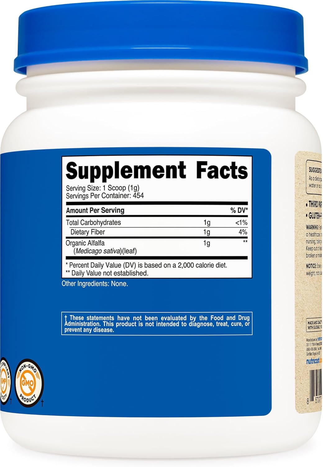 1LB Nutricost Organic Alfalfa Powder - USDA Certified 100% Organic, Vegetarian, Non-GMO, Gluten Free