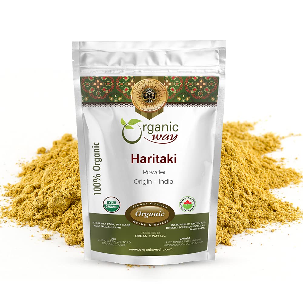 1LB Organic Haritaki Powder (Terminalia Chebula) - Premium Quality, Raw, Vegan, Non-GMO, Gluten-Free - USDA & Kosher Certified - From India