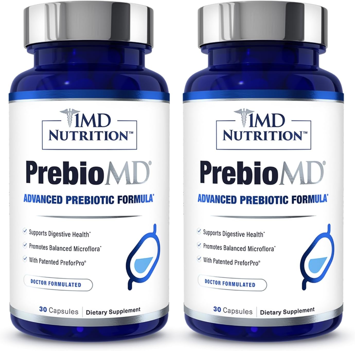 1MD Nutrition PreBioMD - Prebiotic Supplement with PreforPro for Healthy Digestion and Gut Health