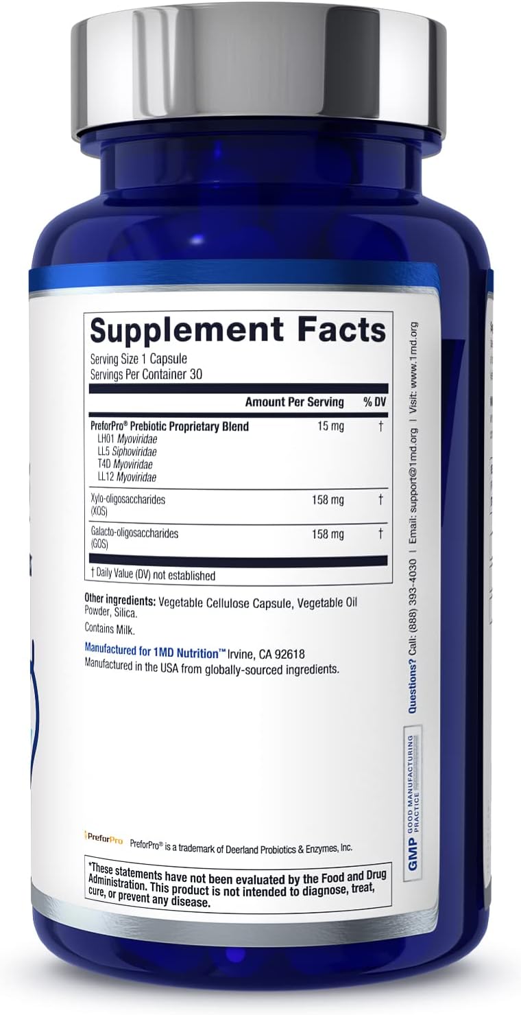 1MD Nutrition PreBioMD - Prebiotic Supplement with PreforPro for Healthy Digestion and Gut Health