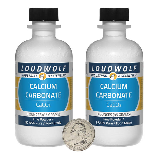 2 Bottles of 6 Ounces Loudwolf Calcium Carbonate - 97%+ Pure Food Grade Fine Powder from USA