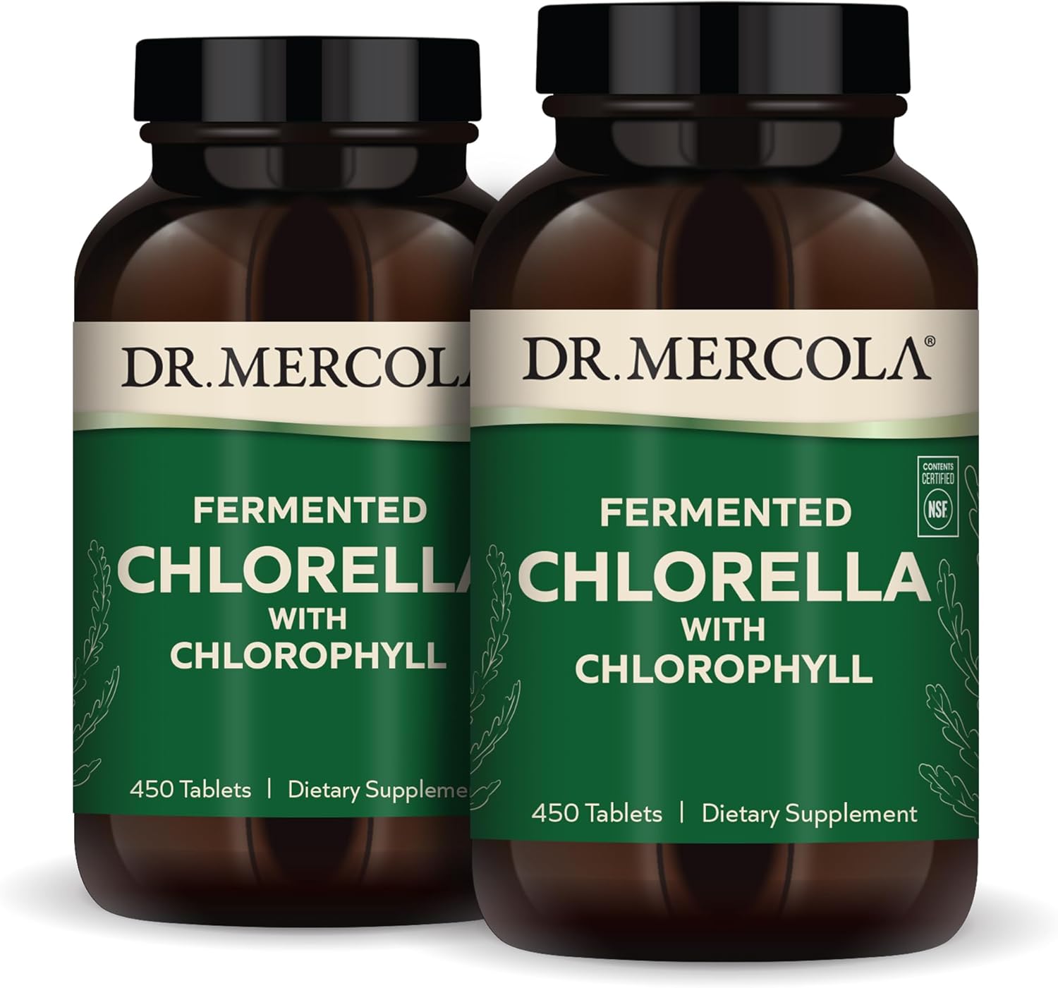 2 Bottles of Dr. Mercola Fermented Chlorella with Chlorophyll, 450 Tablets, Dietary Supplement for Immune and Organ Health, Non GMO, NSF Certified