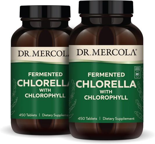 2 Bottles of Dr. Mercola Fermented Chlorella with Chlorophyll, 450 Tablets, Dietary Supplement for Immune and Organ Health, Non GMO, NSF Certified