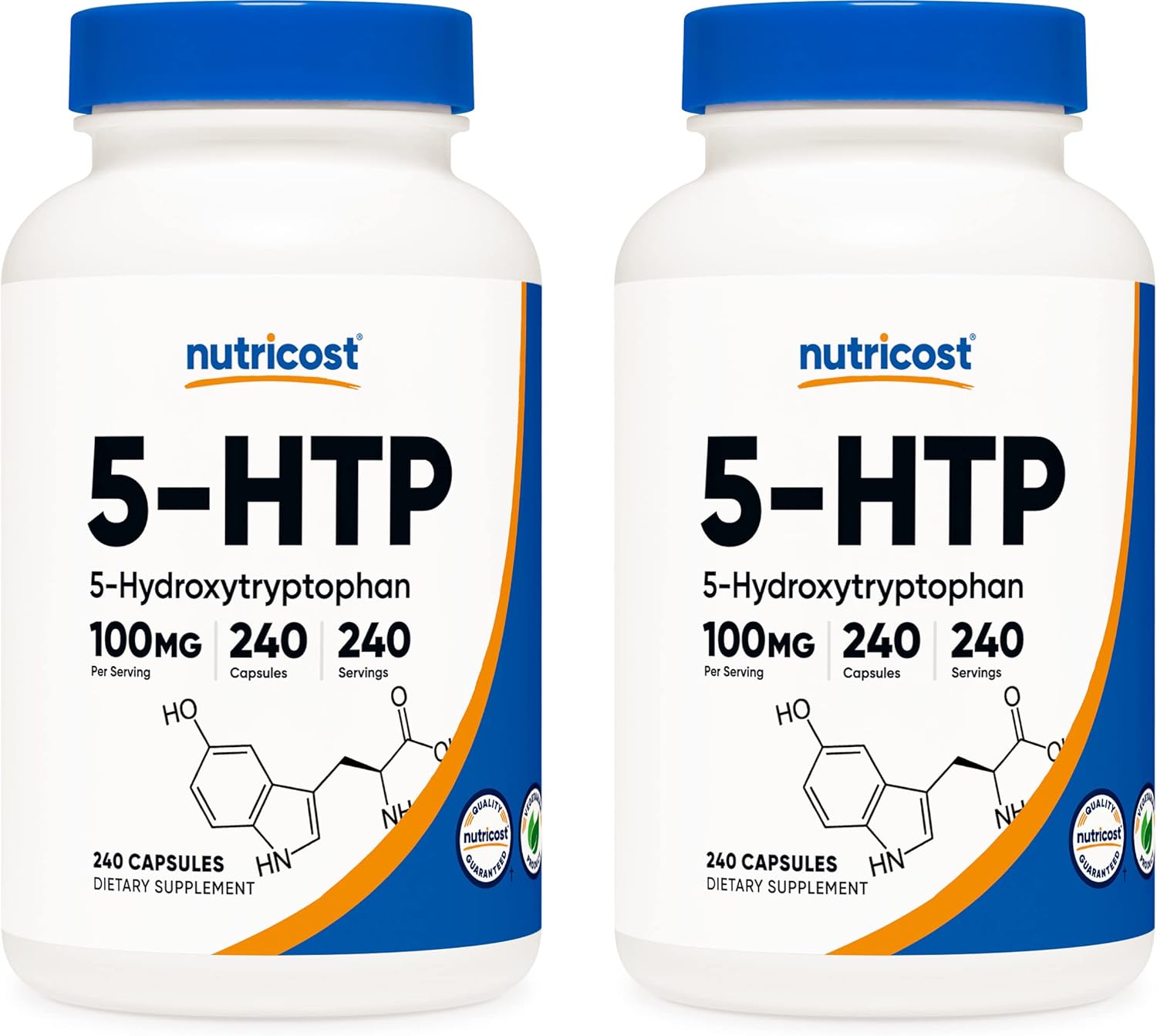 2 Bottles of Nutricost 5-HTP 100mg, 240 Vegetarian Capsules - Non-GMO & Gluten Free