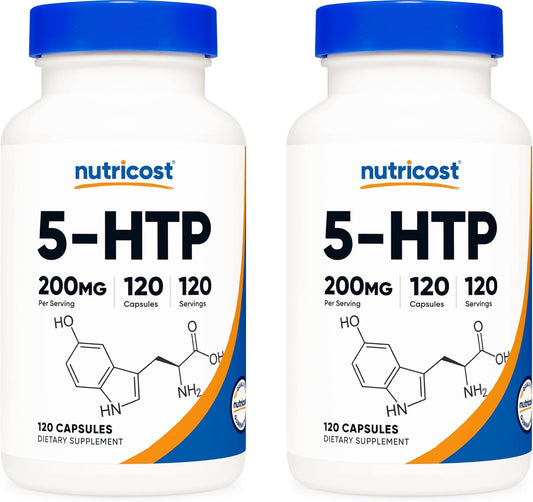 2 Bottles of Nutricost 5-HTP 200mg, 120 Vegetarian Capsules - Non-GMO & Gluten Free