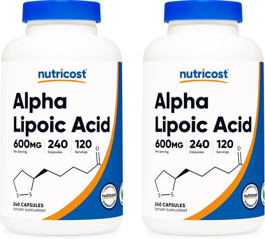 2 Bottles of Nutricost Alpha Lipoic Acid 600mg - 240 Vegetarian Capsules, Gluten Free & Non-GMO - 120 Servings