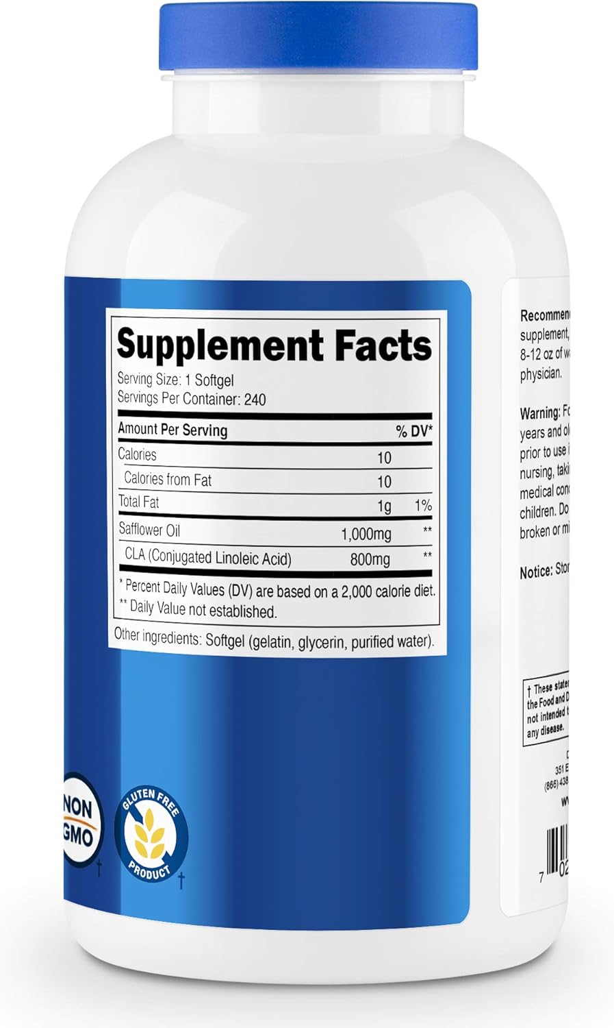 2 Bottles of Nutricost CLA (Conjugated Linoleic Acid) 2,400mg, 240 Softgels - Non-GMO, Gluten Free, 800mg Per Softgel