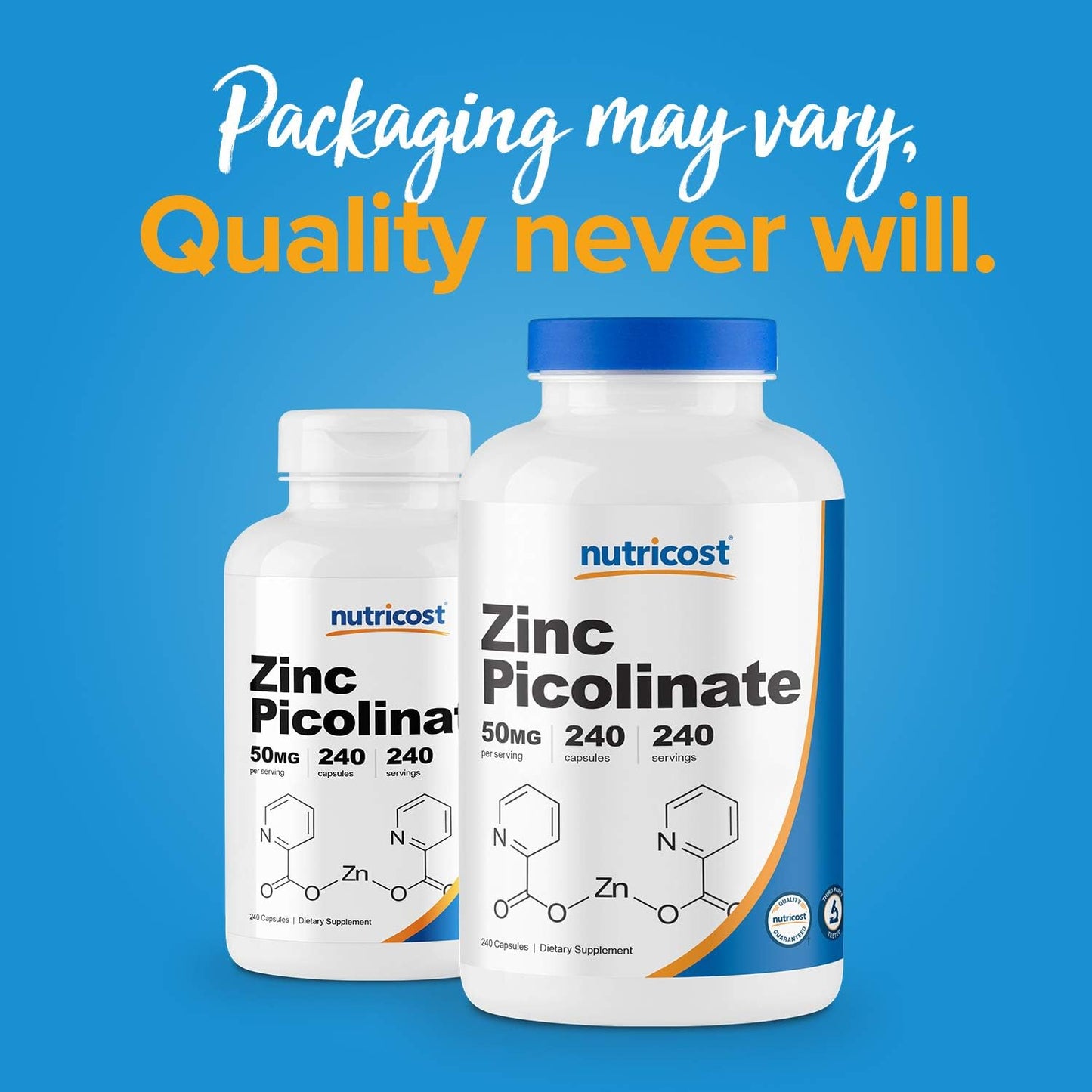2 Bottles of Nutricost Zinc Picolinate 50mg - 240 Vegetarian Capsules, Gluten Free & Non-GMO