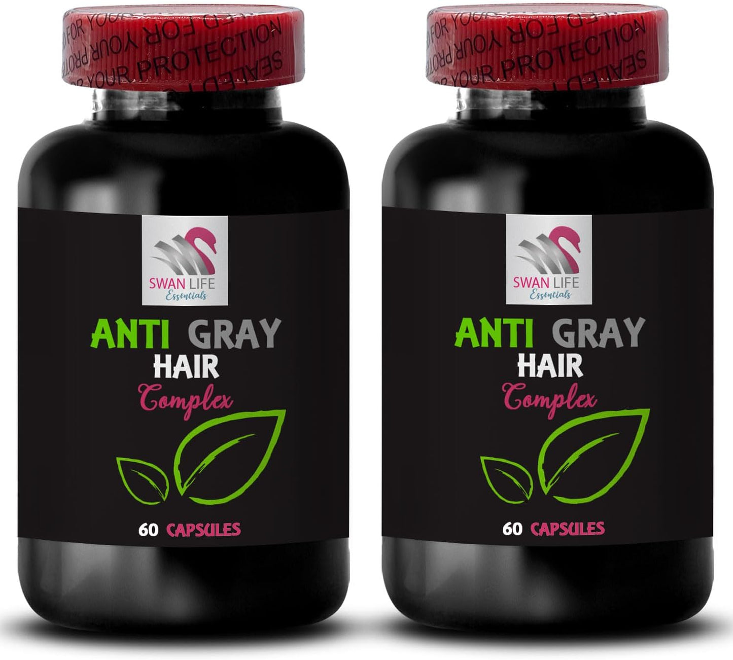 2 Bottles SWAN LIFE ESSENTIALS Anti Gray Hair Complex Supplement for Vibrant, Youthful Hair - Reduce Gray Hair, Enhance Natural Color, Promote Hair Vibrancy - 120 Capsules