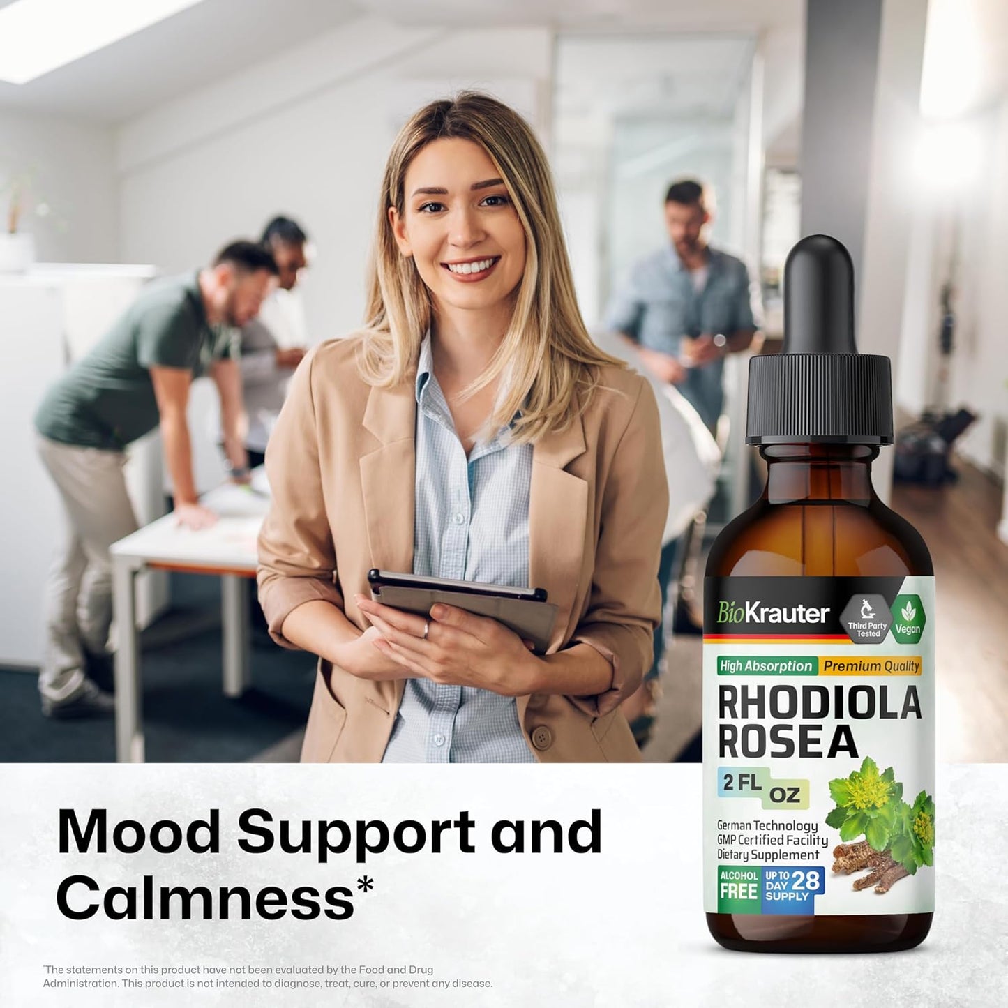 2 Fl. Oz. Ashwagandha and Rhodiola Rosea Tincture Bundle by BIO KRAUTER