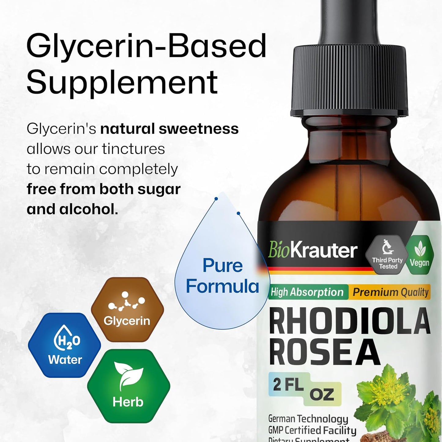 2 Fl. Oz. Ashwagandha and Rhodiola Rosea Tincture Bundle by BIO KRAUTER