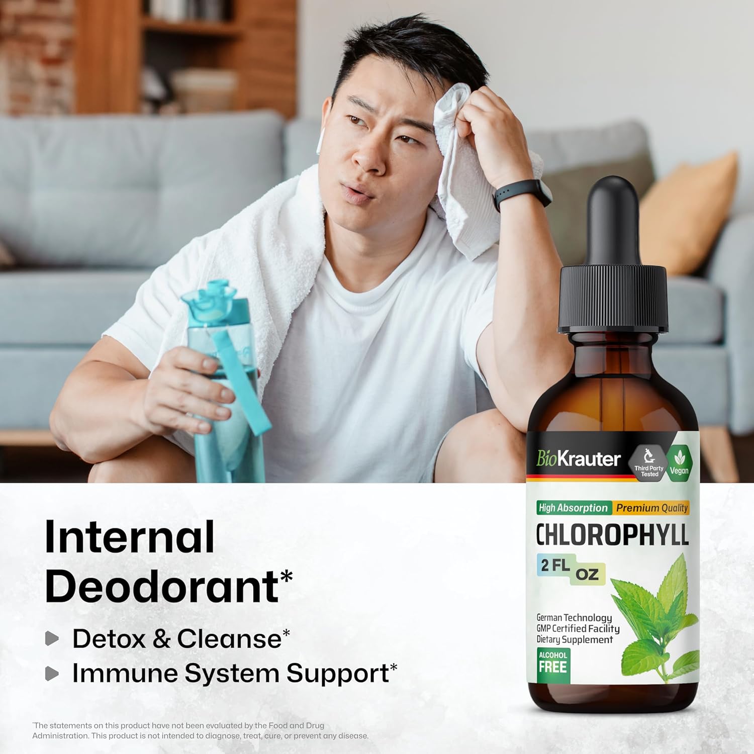 2 Fl. Oz. BIO KRAUTER Chlorophyll and Lung Detox Tincture for Respiratory Health