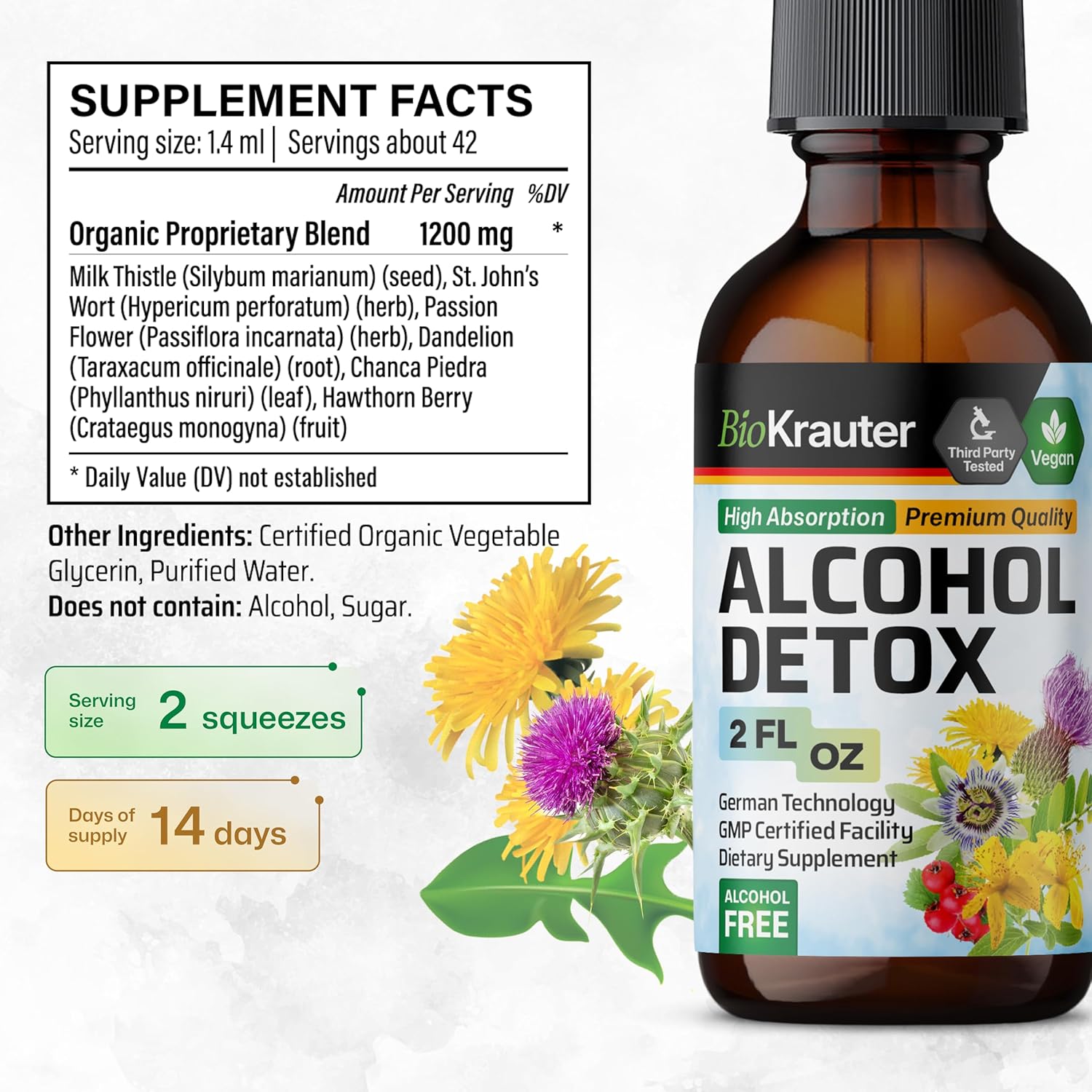 2 Fl. Oz. Bio Krauter Cilantro and Dandelion Herbal Tinctures