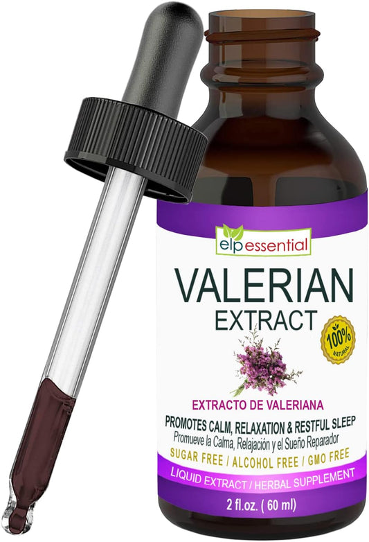 2 fl oz ELP ESSENTIAL Valerian Root Extract Drops - Sugar Free, Alcohol Free, Non-GMO, Gluten Free Liquid
