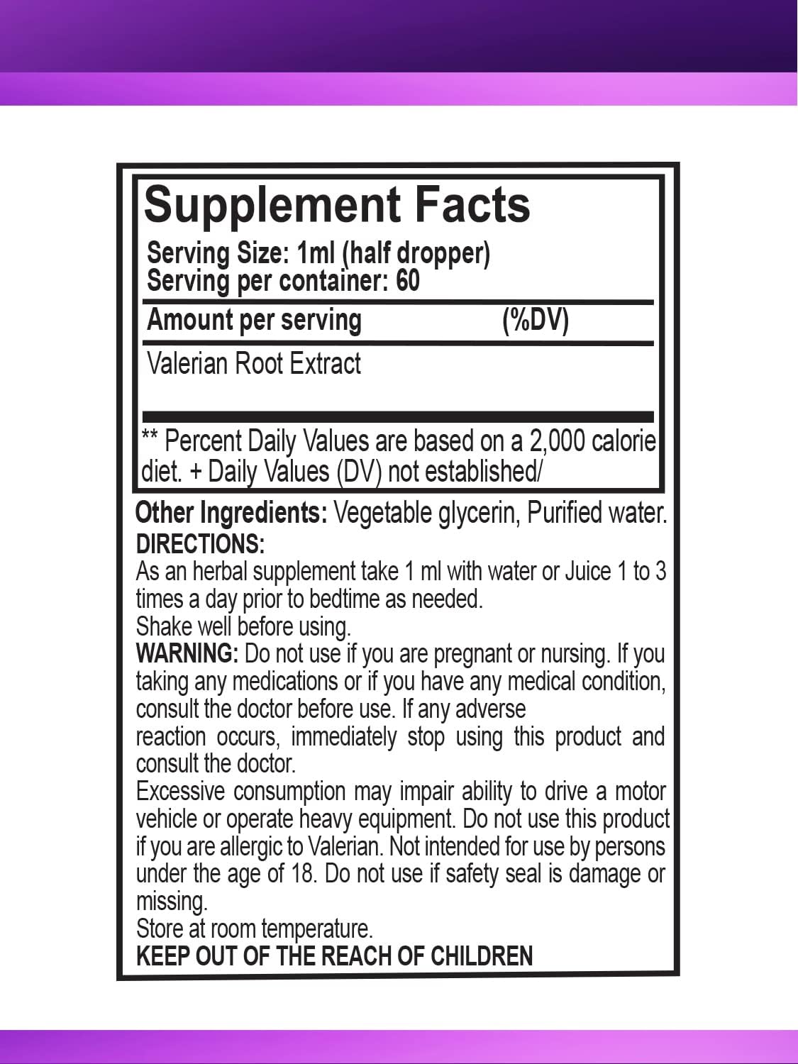 2 fl oz ELP ESSENTIAL Valerian Root Extract Drops - Sugar Free, Alcohol Free, Non-GMO, Gluten Free Liquid