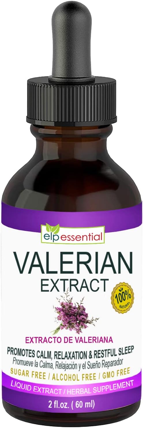 2 fl oz ELP ESSENTIAL Valerian Root Extract Drops - Sugar Free, Alcohol Free, Non-GMO, Gluten Free Liquid