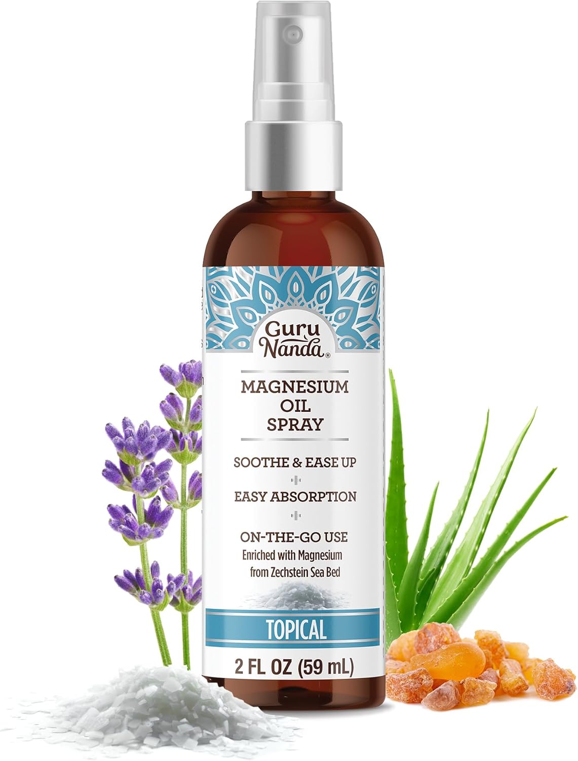 2 Fl Oz GuruNanda Magnesium Oil Spray with Aloe Vera and Essential Oils for Muscle Relief & Relaxation - Cruelty-Free