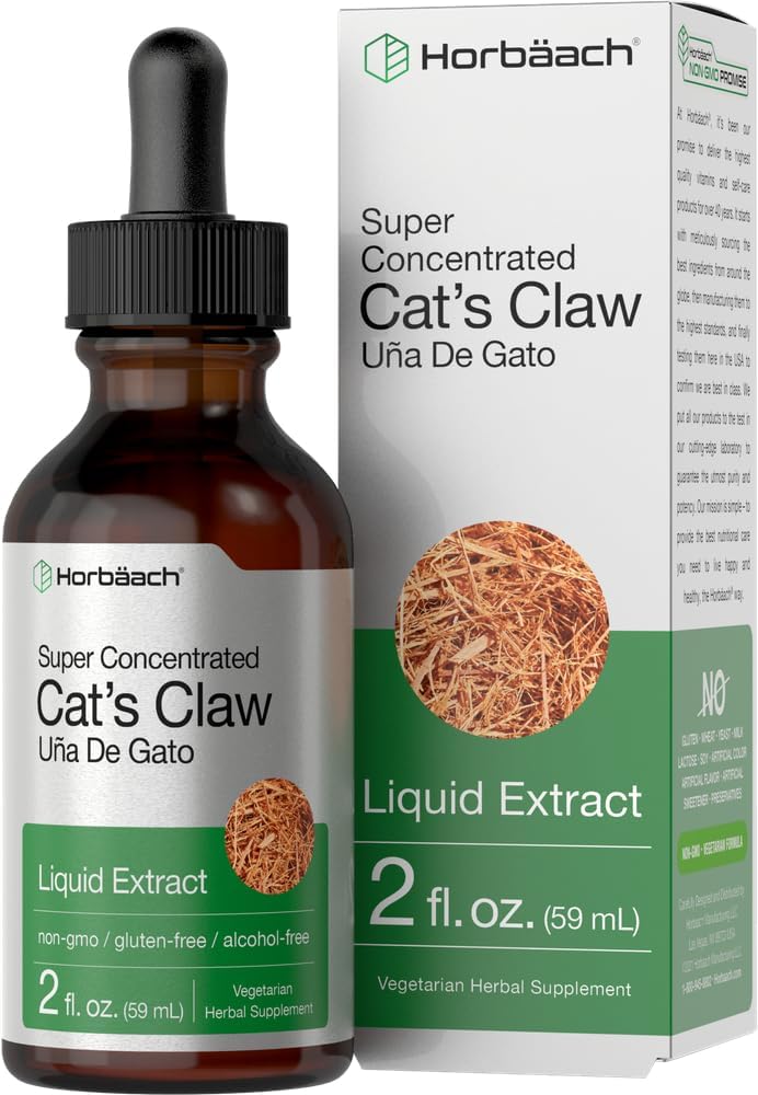 2 Fl Oz Horbäach Cats Claw Herb Extract Tincture - Alcohol Free Liquid Supplement - Vegetarian, Non-GMO, Gluten Free