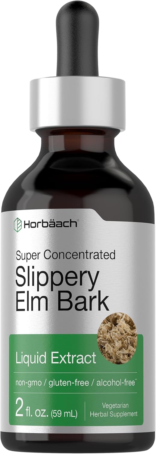 2 Fl Oz Horbäach Slippery Elm Liquid Drops: Vegetarian, Alcohol-Free Extract Tincture - Non-GMO & Gluten-Free - BoostGo Australia